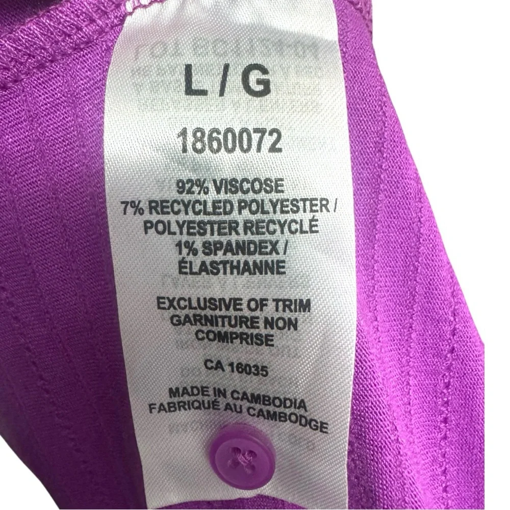 Talbots 3 Button V Neck Top in Purple Womens Large Short Sleeve Textured - Picture 10 of 11